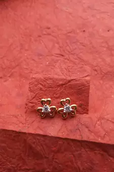 2pair of Oxidized Gold plated  metal jhumki and American Diamond stud Earrings for women & Girls