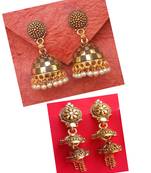 2pair of Oxidized Gold plated Alloy metal jhumki Earrings for women & Girls