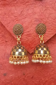 2pair of Oxidized Gold plated Alloy metal jhumki Earrings for women & Girls