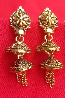 2pair of Oxidized Gold plated Alloy metal jhumki Earrings for women & Girls