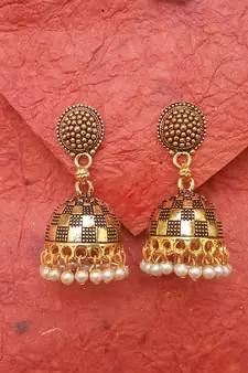 2pair of Oxidized Gold plated Alloy metal jhumki Earrings for women & Girls