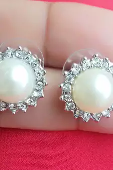 2pair of Pearl with American diamond & Gold plated AD stud  Earrings for women & Girls