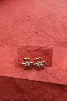 2pair of Pearl with American diamond & Gold plated AD stud  Earrings for women & Girls