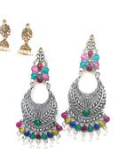 2 pair of Oxidized Gold/ silver plated Alloy metal jhumki Earrings for women & Girls