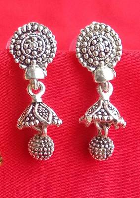 2pair of Oxidized silver  plated Alloy metal chandbali Earrings for women & Girls 2