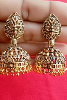 2 pair of Oxidized Gold / silver  plated Alloy metal jhumki Earrings for women & Girls