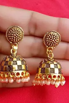 2pair of Oxidized Gold plated Alloy metal jhumki / Bali  Earrings for women & Girls