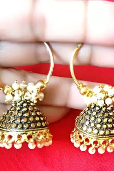 2pair of Oxidized Gold plated Alloy metal jhumki / Bali  Earrings for women & Girls