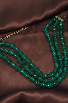 Handcrafted 3 Layer Light Weighted Emerald Beaded Choker For Women/ Girls 