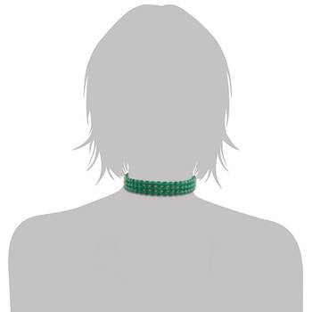 Handcrafted 3 Layer Light Weighted Emerald Beaded Choker For Women/ Girls  3