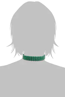 Handcrafted 3 Layer Light Weighted Emerald Beaded Choker For Women/ Girls 