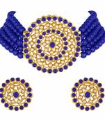 Traditional Light Weight Beaded Choker Set Glided With Moti Work 