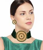 Traditional Light Weight Beaded Choker Set Glided With Moti Work 