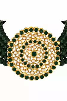 Traditional Light Weight Beaded Choker Set Glided With Moti Work 
