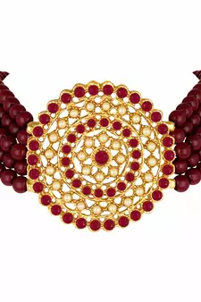 Traditional Light Weight Beaded Choker Set Glided With Moti Work 