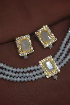 Traditional Handcrafted Beaded Choker with Earrings For Women/Girls 
