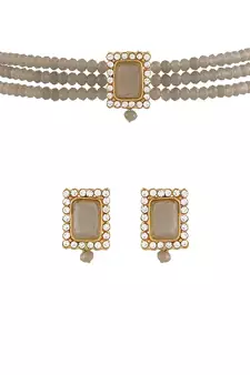 Traditional Handcrafted Beaded Choker with Earrings For Women/Girls 