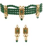 Traditional Handcrafted Kundan & Pearl Beaded Choker with Earrings For Women/Girls 
