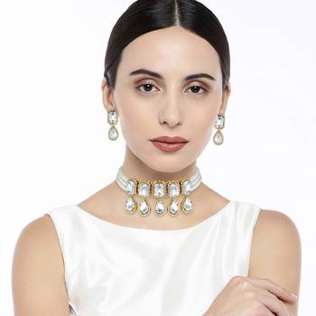 Traditional Handcrafted Beaded Choker with Earrings For Women/Girls  1