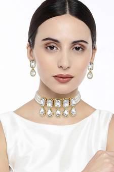 Traditional Handcrafted Beaded Choker with Earrings For Women/Girls (ML249W)