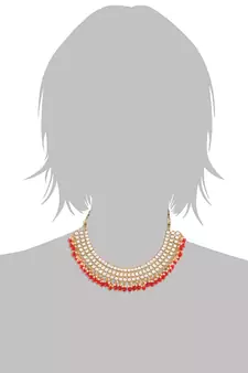 Traditional Handcrafted Faux Kundan & Pearl Studded Necklace Set with Earrings & Maang Tikka (M4111R)