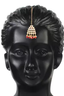 Traditional Handcrafted Faux Kundan & Pearl Studded Necklace Set with Earrings & Maang Tikka (M4111R)