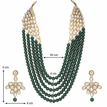 Mother-of-pearl and Kundan Rani Haar Necklace Jewellery Set with Earrings for Women  4