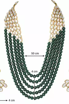 Mother-of-pearl and Kundan Rani Haar Necklace Jewellery Set with Earrings for Women 
