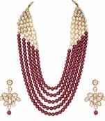 Faux Mother-of-pearl and Kundan Rani Haar Necklace Jewellery Set with Earrings for Women 
