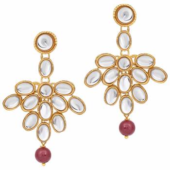 Faux Mother-of-pearl and Kundan Rani Haar Necklace Jewellery Set with Earrings for Women  3
