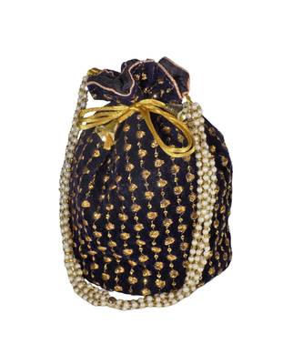 Embroidered Bridal Potli Bag Navy Blue (Single Bag) 1