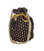 Embroidered Bridal Potli Bag Navy Blue (Single Bag)