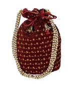 Embroidered Bridal Potli Bag Maroon (Single Bag)