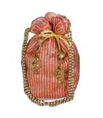 Light Weight Embroidered Potli Pouch Peach (Single Bag)