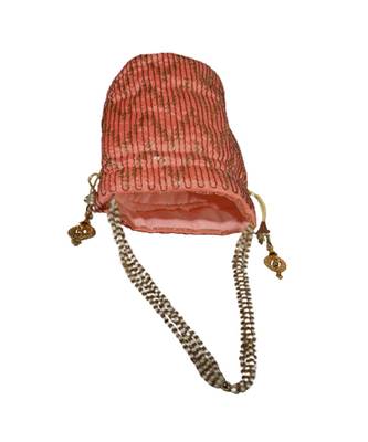 Light Weight Embroidered Potli Pouch Peach (Single Bag) 3