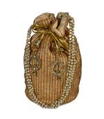 Light Weight Embroidered Potli Pouch Golden (Single Bag)