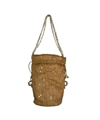 Light Weight Embroidered Potli Pouch Golden (Single Bag) 2