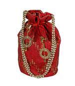 Light Weight Embroidered Potli Pouch Red (Single Bag)