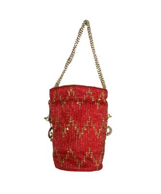 Light Weight Embroidered Potli Pouch Red (Single Bag) 2
