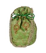 Light Weight Embroidered Potli Pouch Parrot Green (Single Bag)