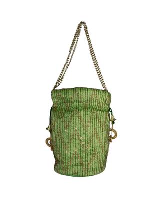 Light Weight Embroidered Potli Pouch Parrot Green (Single Bag) 2