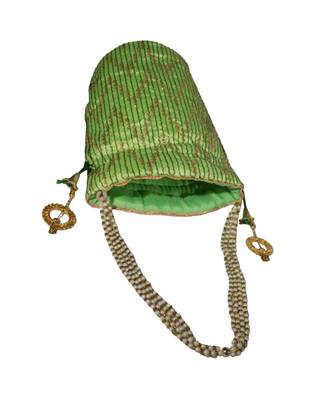Light Weight Embroidered Potli Pouch Parrot Green (Single Bag) 3