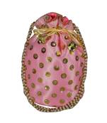 Beautiful Light Weight Potli Pouch with Dotted Pattern For Women Baby Pink (Single Bag)