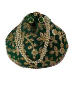 Beautiful Floral Embroidered Ethnic Style Bridal Clutch Bag for Women (Green)