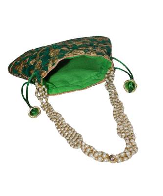 Beautiful Floral Embroidered Ethnic Style Bridal Clutch Bag for Women (Green) 3