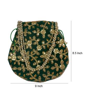 Beautiful Floral Embroidered Ethnic Style Bridal Clutch Bag for Women (Green) 4