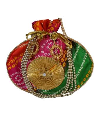 Beautiful Leheriya Print Rajasthani Clutch Bag for Women, Cotton Fabric (Multicolor) 1