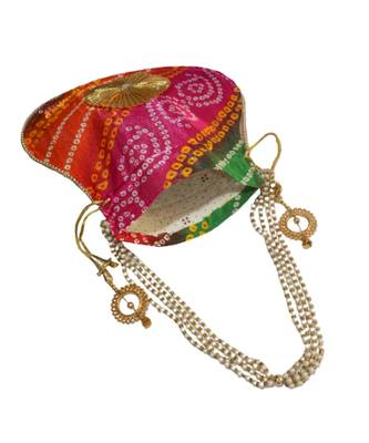 Beautiful Leheriya Print Rajasthani Clutch Bag for Women, Cotton Fabric (Multicolor) 3