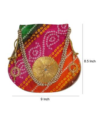 Beautiful Leheriya Print Rajasthani Clutch Bag for Women, Cotton Fabric (Multicolor) 4