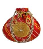 Beautiful Leheriya Print Rajasthani Clutch Bag for Women, Cotton Fabric (Red)